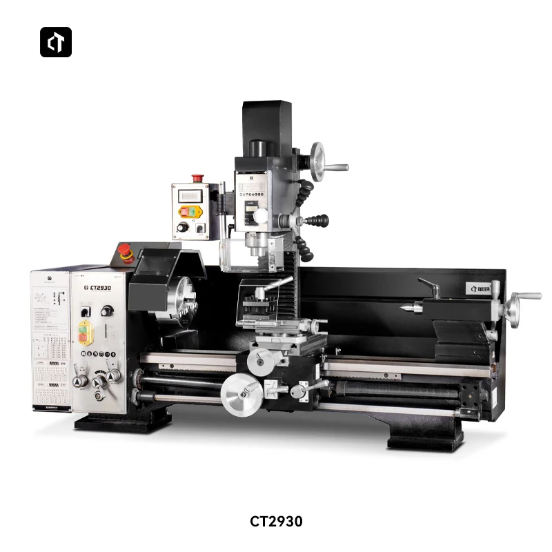 Small Manual Lathe Mill Machine Tool 3 in 1 Combo Drill Milling Machine 1100W Light Duty Teaching Training Tool CT2930