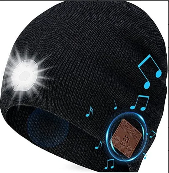 

Bluetooth-шапка со светом, беспроводные наушники со стереозвуком, теплая вязаная музыкальная шапка, подарки для мужчин, женщин, подростков