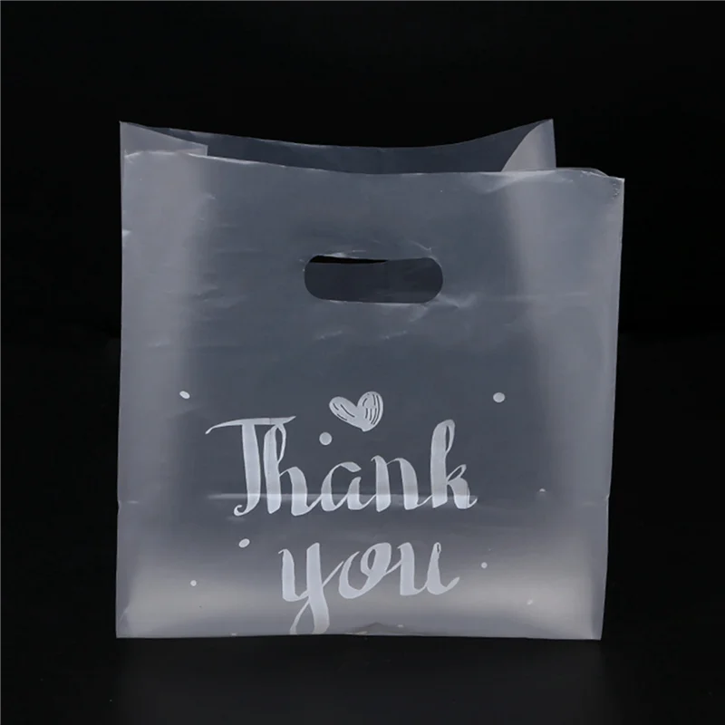 

【SEE】150 Pcs Thank You Plastic Gift Bag Plastic Shopping Bag With Handle Christmas Wedding Party Gift Bag Candy Cake Small