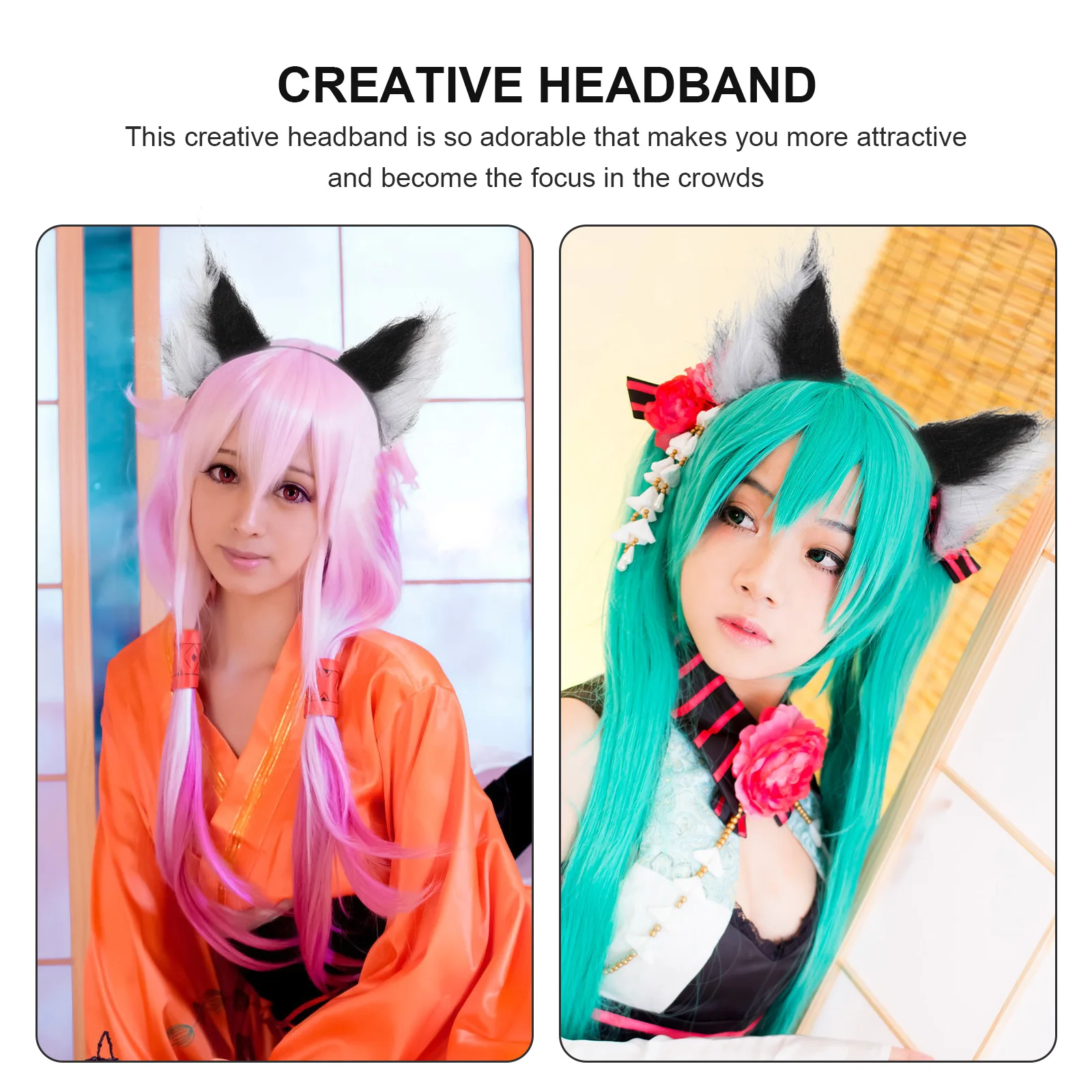 

Lovely Fox Beast Ear Headband Adorable Animal Ears Hairband Cute Party Headwear Cosplay Costume Accessory Festival Gathering