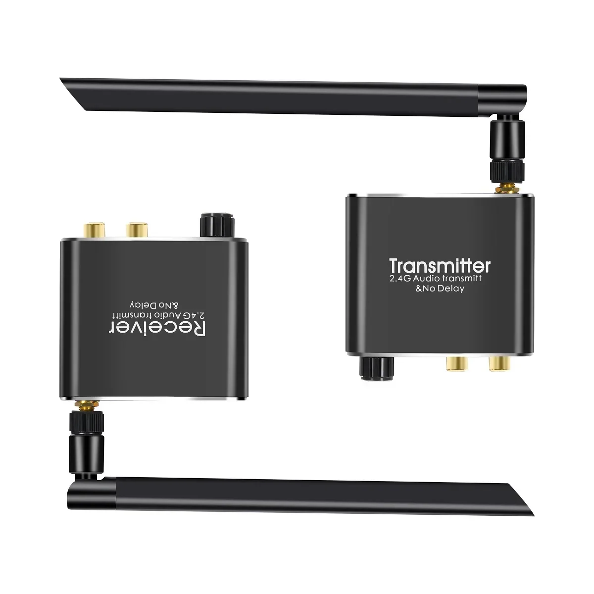 50M 2.4G Wireless Wifi Audio Transmitter and Receiver VS 5.8G Wireless Audio Extender 3.5mm R/L RCA Sound System Volume Control