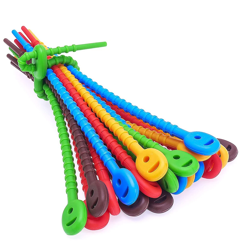 30 PCS Silicone Cable Ties Durable Zip Ties Bag Seal Clips Cable Straps Bread Ties Rubber Twist Ties for Home Office