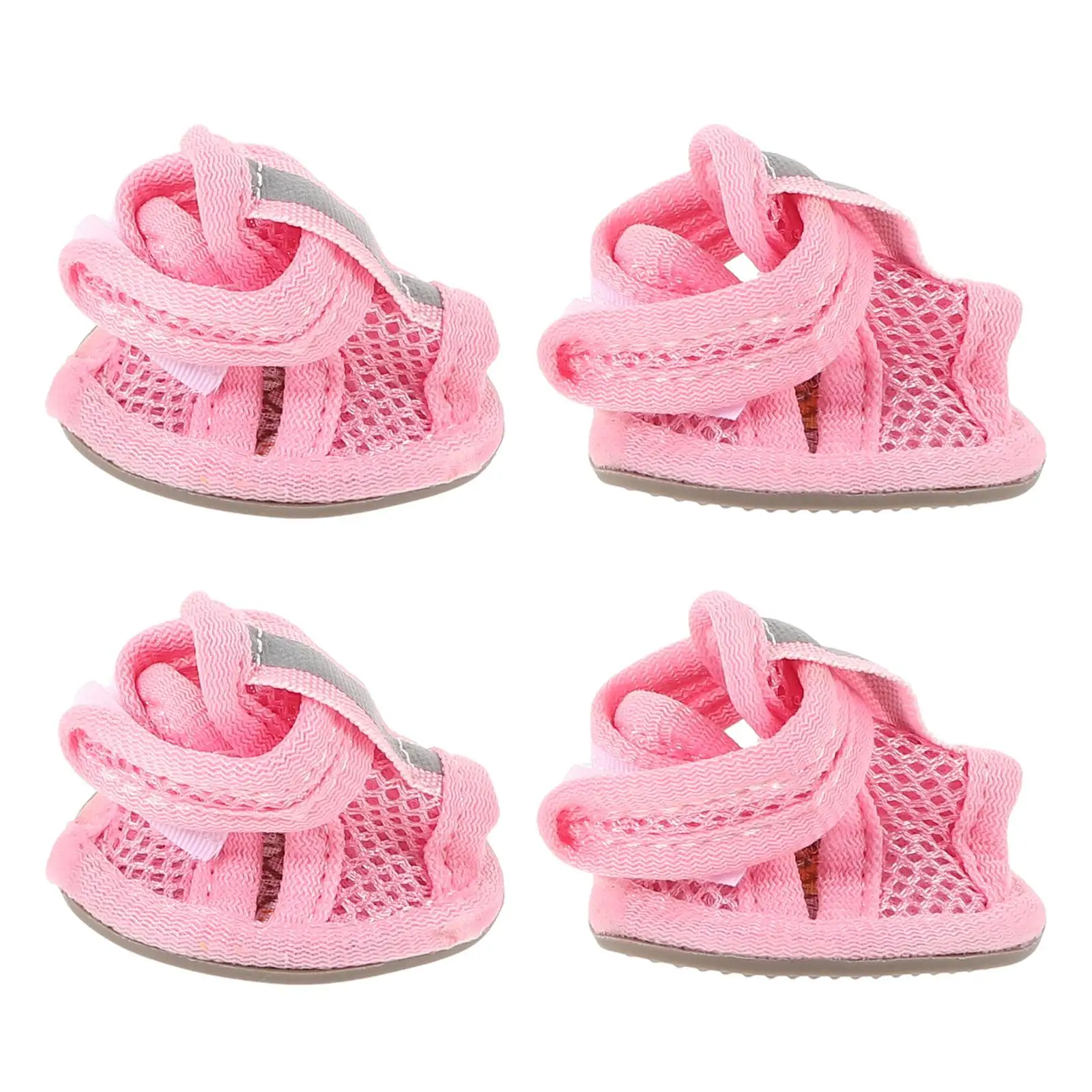 

4 Pcs Dog Shoes Breathable Mesh Anti Slip Flexible Sole Pet Sandals Summer Hot Pavement Deck Beach Chihuahua Pink Gloves Paws