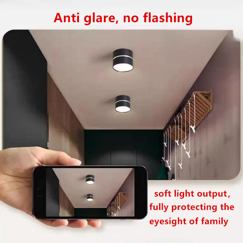 سطح شنت عكس الضوء LED النازل 9W12W15W18W20W24W المضادة للوهج مصباح السقف مصابيح كشاف صغيرة الحجم للإضاءة المنزلية AC90 ~ 260V