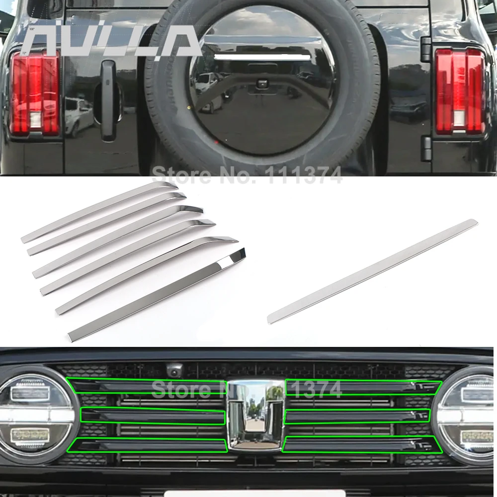 

Для GWM Tank 300 2021-2024 центральная решетка, полоса, крышка, накладка из нержавеющей стали, декоративные аксессуары