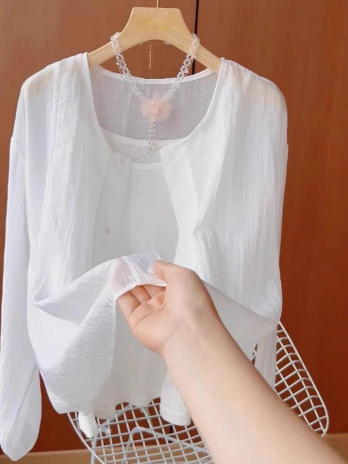 Leggero e traspirante lungo Sve Commute Jaet da donna in puro colore casual Sle Faionable irt versione coreana taglio dritto