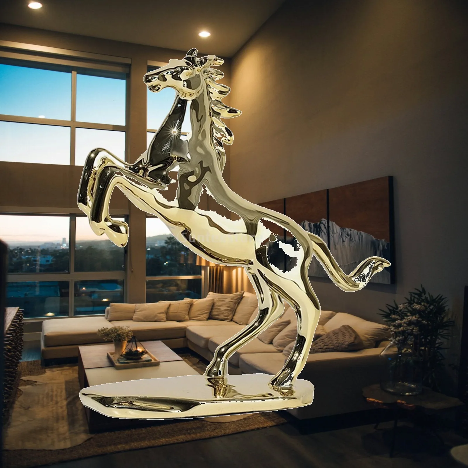 Horse Statue Smooth Desktop Decoration Glossy Decorative Resin Craft Home Decor Animal Sculpture for Desk Store Bedroom Entryway