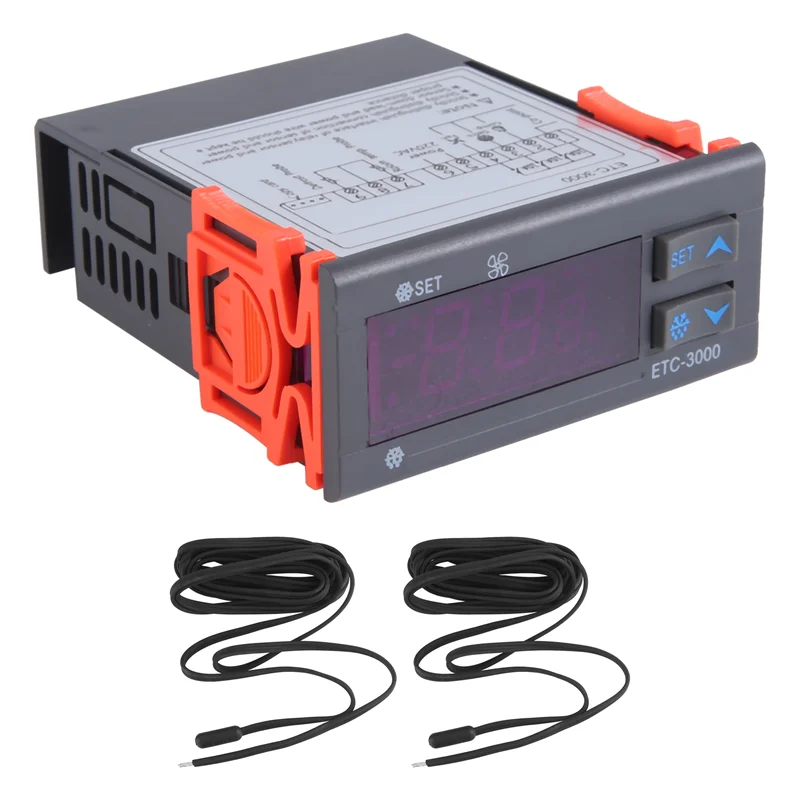 Abzw ETC-3000 mini controlador de temperatura geladeira termostato regulador termorregulador ntc sensor duplo 220v 40% de desconto