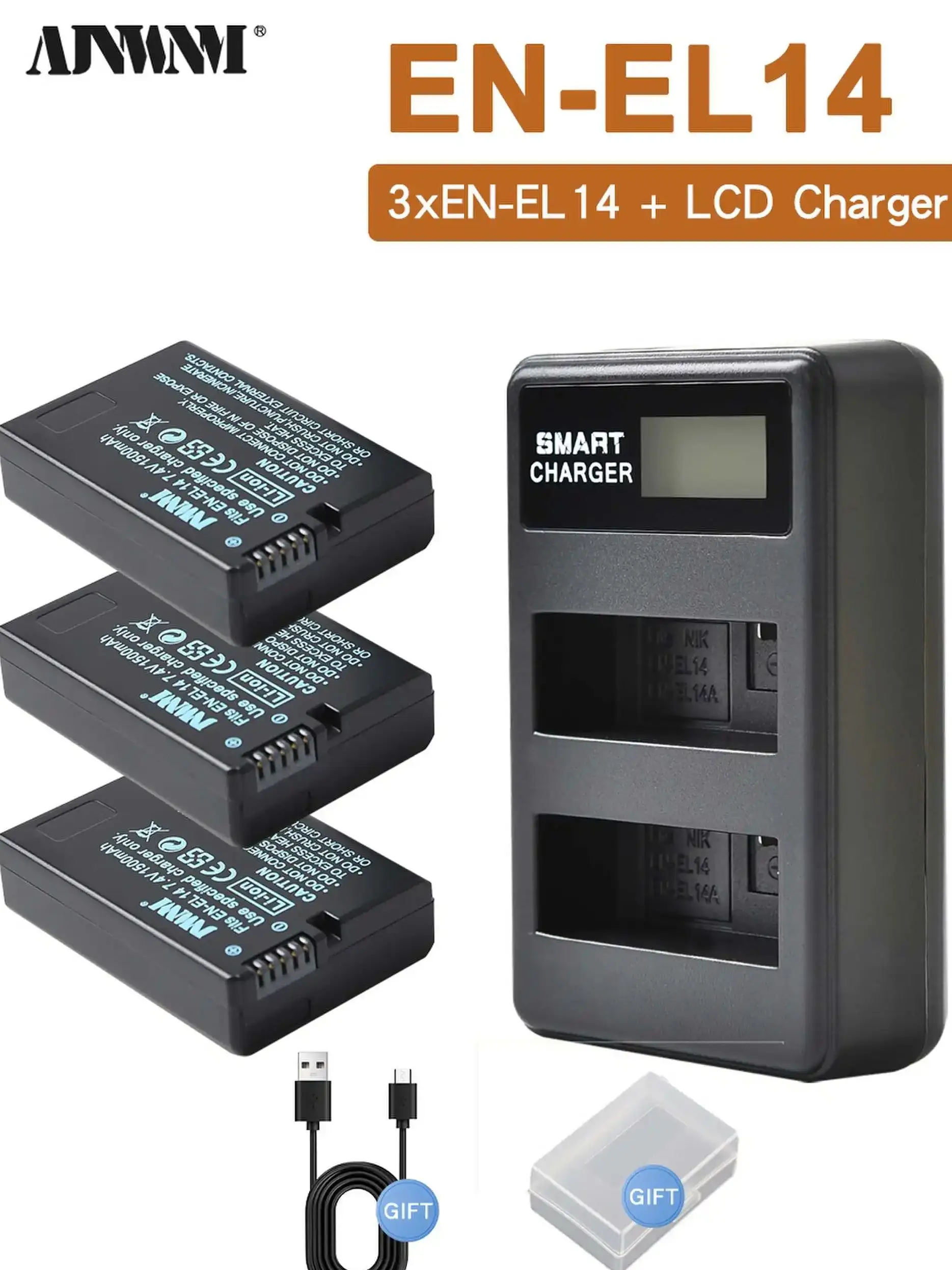 EN-EL14 1500MAH CAMERA BATTERY EN-EL14A FOR Nikon D3100 D3200 D3300 D3400 D3500 D5600 D5100 D5200 P7000 P7800 ENEL14 BATTERY