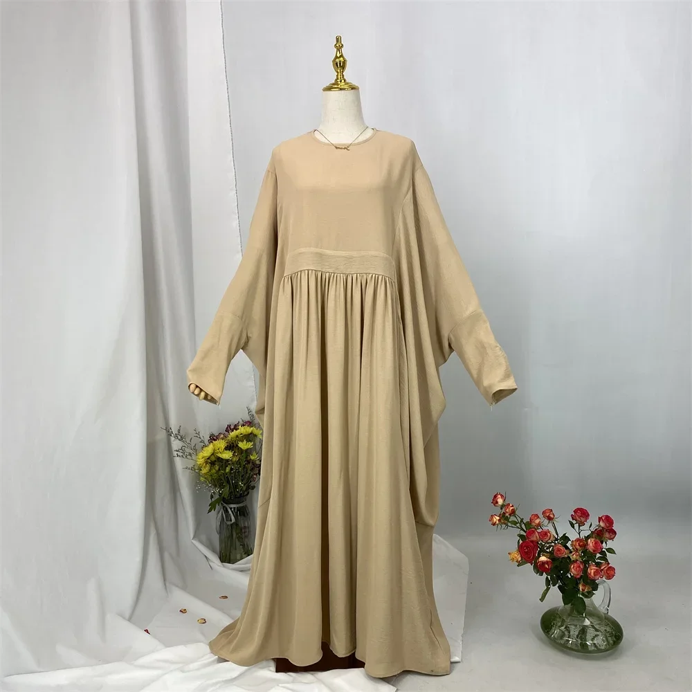 2026 moda mujer Ramadán mangas de murciélago vestido musulmán arrugado crepé Abaya Dubai Islam ropa Turquía Kaftan Eid Kebaya Vestidos