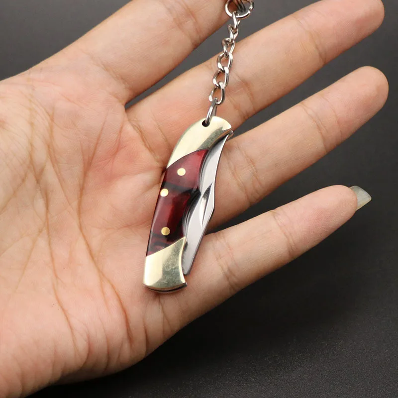 Draagbare Outdoor Zakmes Mini Fruit Mes Sleutelhanger Sharp Multifunctionele Emergency Rescue Snijgereedschap