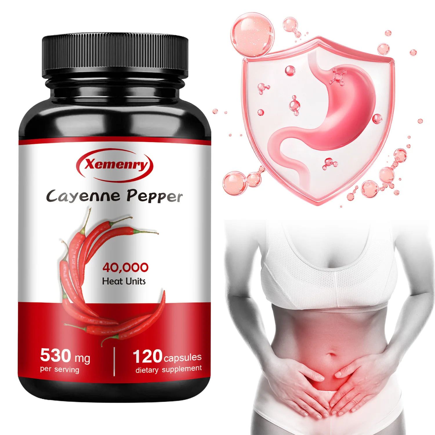 

Cayenne Pepper Capsules - Supports Cardiovascular Health, Improves Digestion, Blood Circulation, Energy, Enhance Immunity