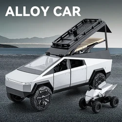 1:24 Cybertruck Camping RV Alloy Die Cast Toy Car Model Sound and Light Children's Toy Collectibles Birthday gift