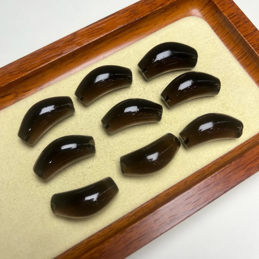 7pcs Natural Black Obsidian Bend 28MM Jewelry Making For Bracelet Crystal Healing Stone Fashion Gift DIY Accessories