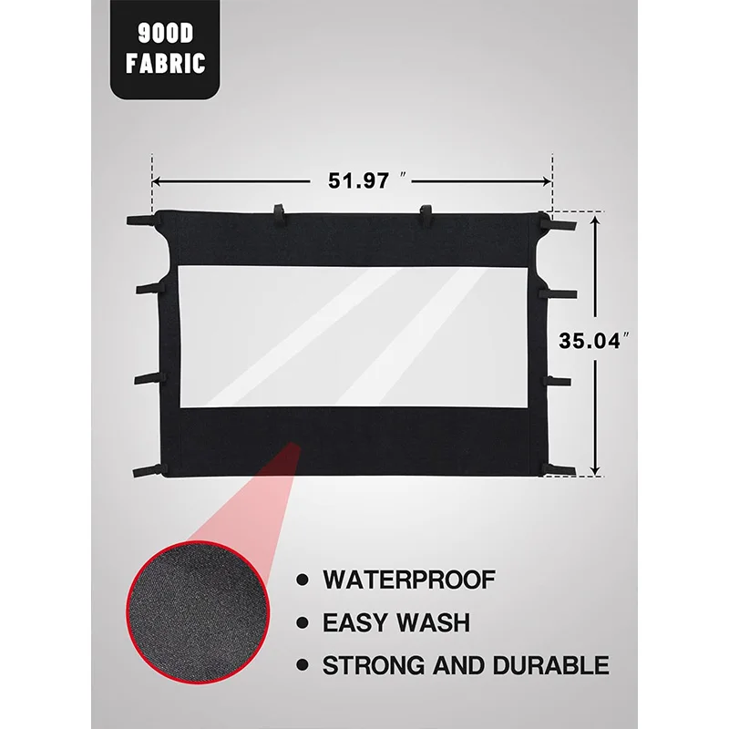 UTV Rear Full Windshield with Zipper Back Window Clear Soft Windshield for Rhino 450 660 700 Massimo 500 700 MSU500 Axis 500 700