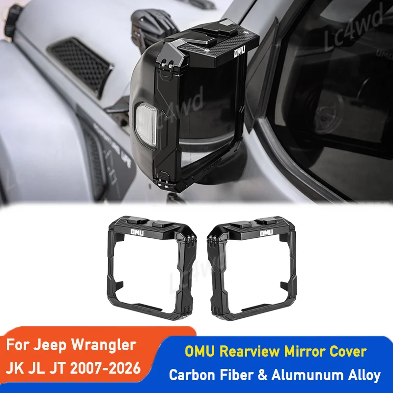 LC4WD 4x4 Accessories OMU Side Rearview Mirror Cover Guard Rain Shied Frame For Jeep Wrangler JK JL Gladiator JT 2007-2026