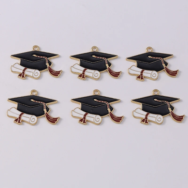

Duarte 20Pcs/Lot Cute Enamel Graduation Trencher Cap Charms Pendant for Jewelry Making Earrings Necklace DIY Crafts Accessories