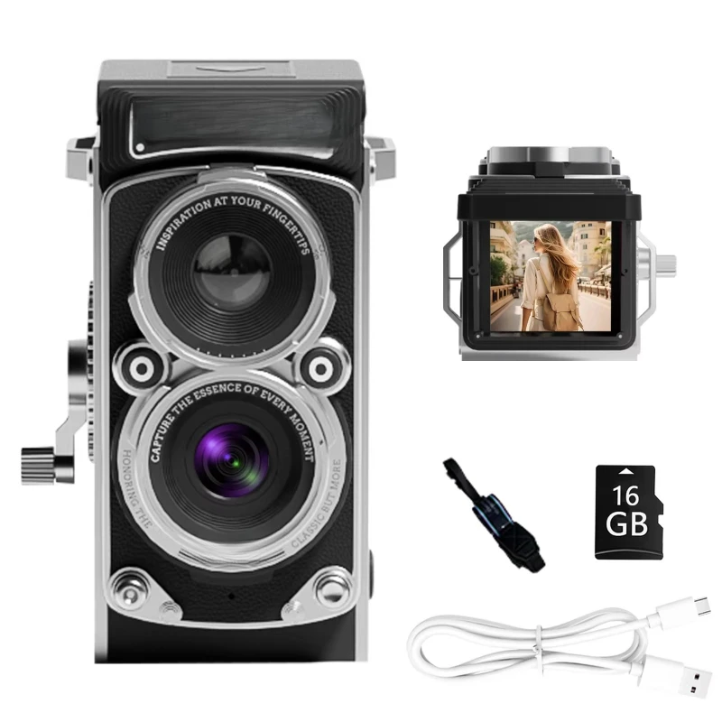 

Shoot Cameras Dual Reflex Portable Small Camer Retro CCD High-definition Travel Mini Camera