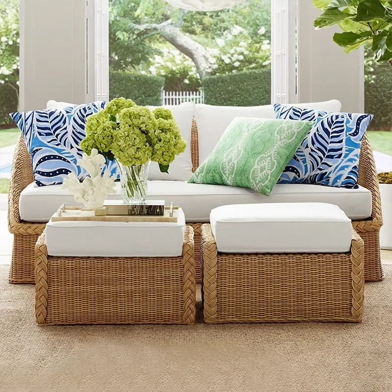 

Leisure Balcony Outdoor Sofas Rattan Chair Homestay Advanced Design Garden Sofas Modern Decoration Furniture Gartenstuhl Lshysf