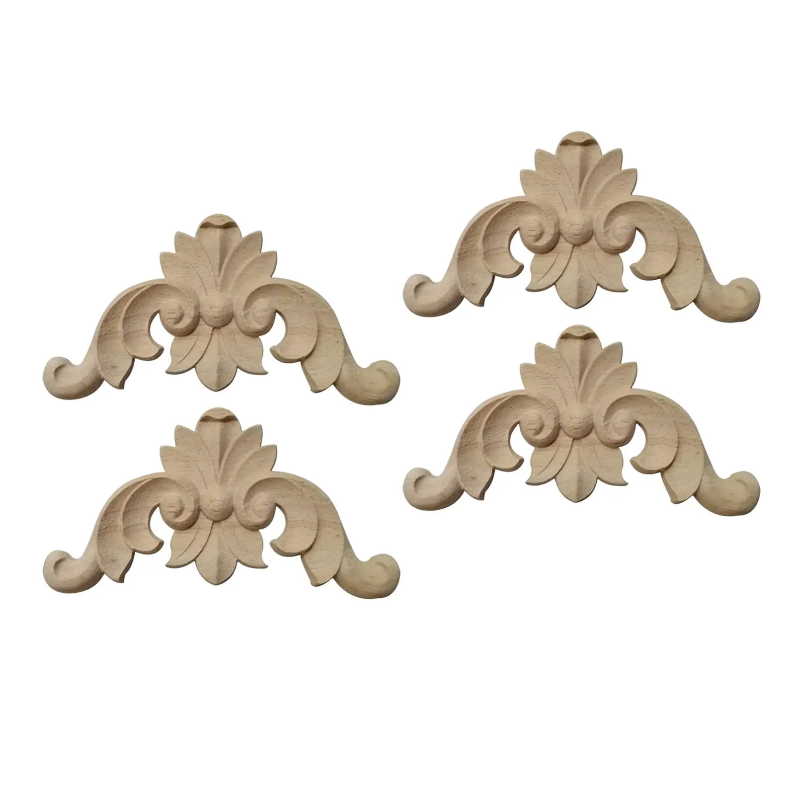 4 Pieces Wood Appliques and Onlays Frame Corner Decals DIY Wooden Carved