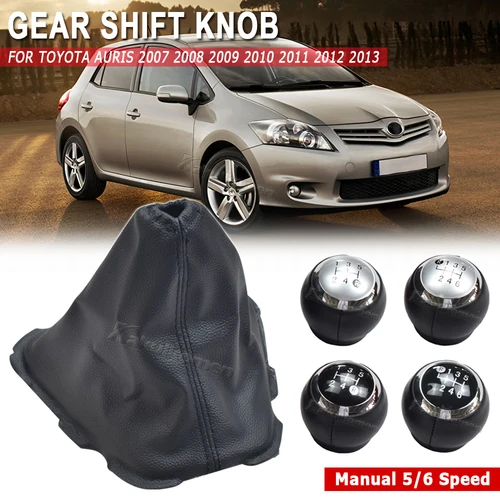 Perilla de palanca de cambios Manual de 5/6 velocidades, palanca de cambios, palo de balonmano, cubierta de cuero PU para Toyota Auris 2006 2007 2008 2009 2010-2012