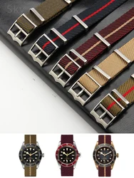 For Tudor Biwan Qicheng Little Red Flower Black Shield Bronze M79250ba Anti-Allergy Nylon Canvas 20 22 Outdoor Durable Watchband