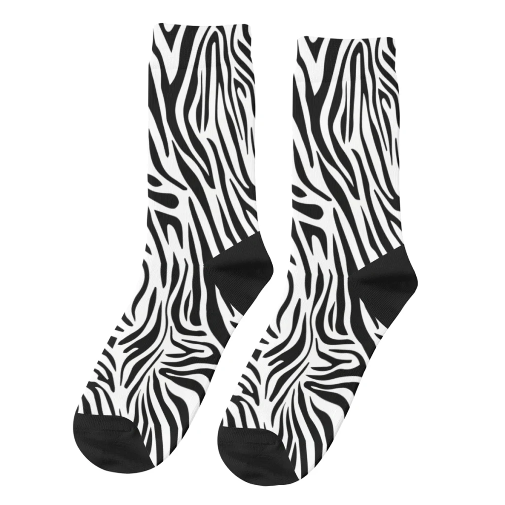 Zebra Black White Pattern Texture Painting Straight Socks Male Mens Women Spring Stockings Polyester Printed