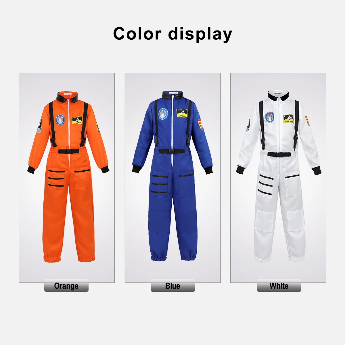 เครื่องแต่งกายสำหรับเด็กชุดอวกาศเด็กหญิงเด็กชายเด็กนักบินอวกาศ Jumpsuit Zipper บทบาทเล่น Pilot เครื่องแต่งกายด้วยหมวก