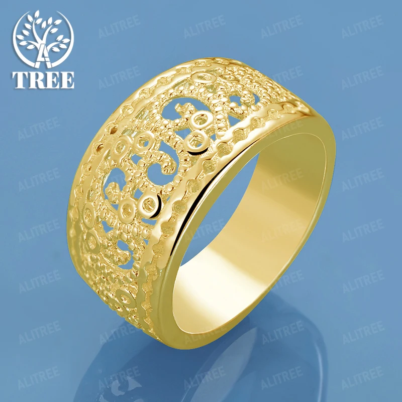 

New 18k Gold Pattern Design Round Ring Men Women Party Birthday Wedding Retro High Quality Fine Jewelry Gift Accessories