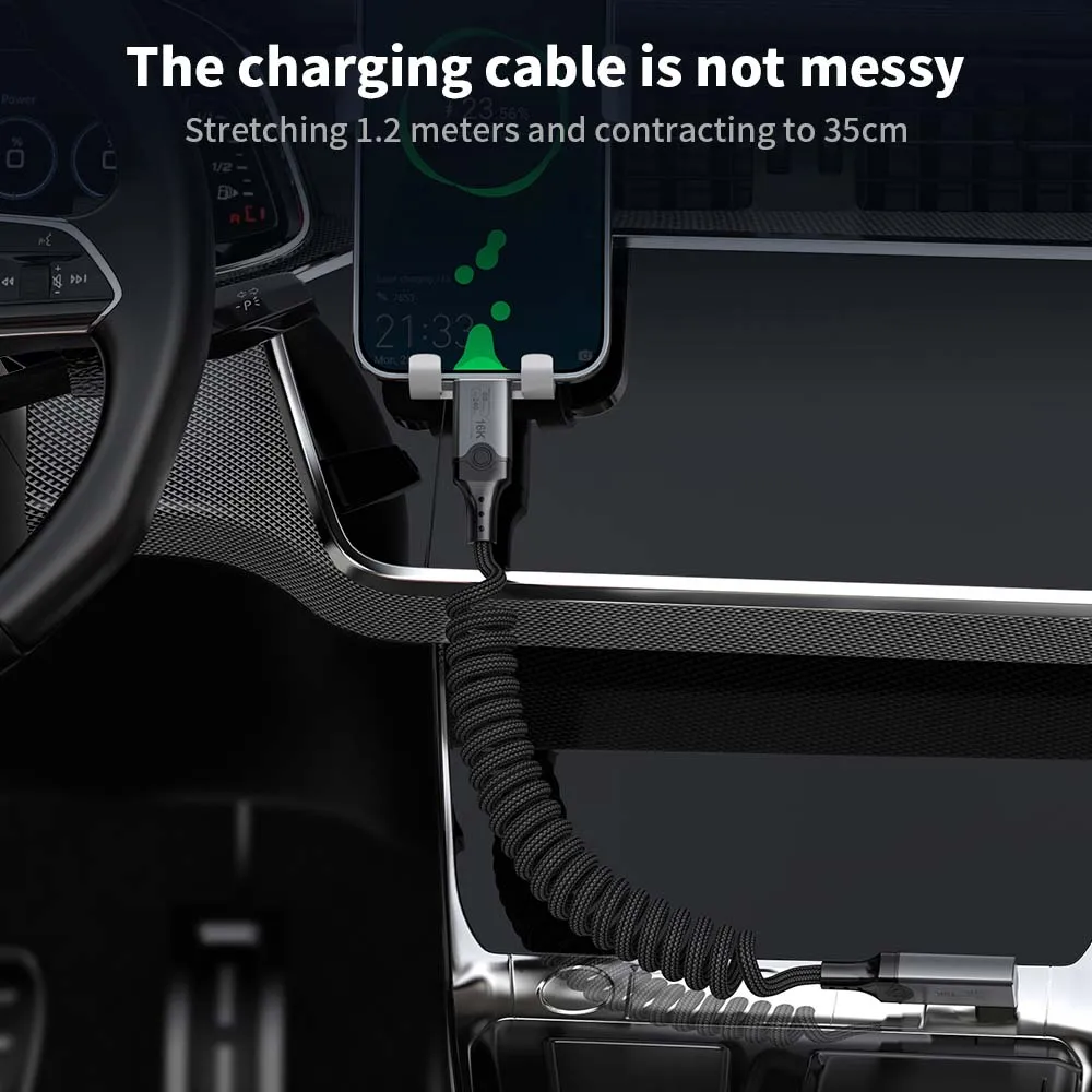 Bild 5: USB5 Typ C Federkabel PD 240 W Schnellladung 80 Gbit/s 16 K@60 Hz Display Thunderbolt 5 USB-C auf USB C Kabel für Auto iPhone