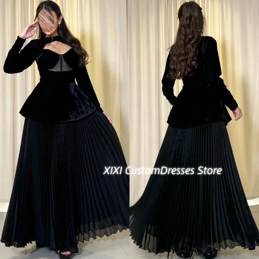 

Настройте платья длиной до пола в форме сердца для выпускного вечера Черные платья на молнии с длинными рукавами для особых мероприятий