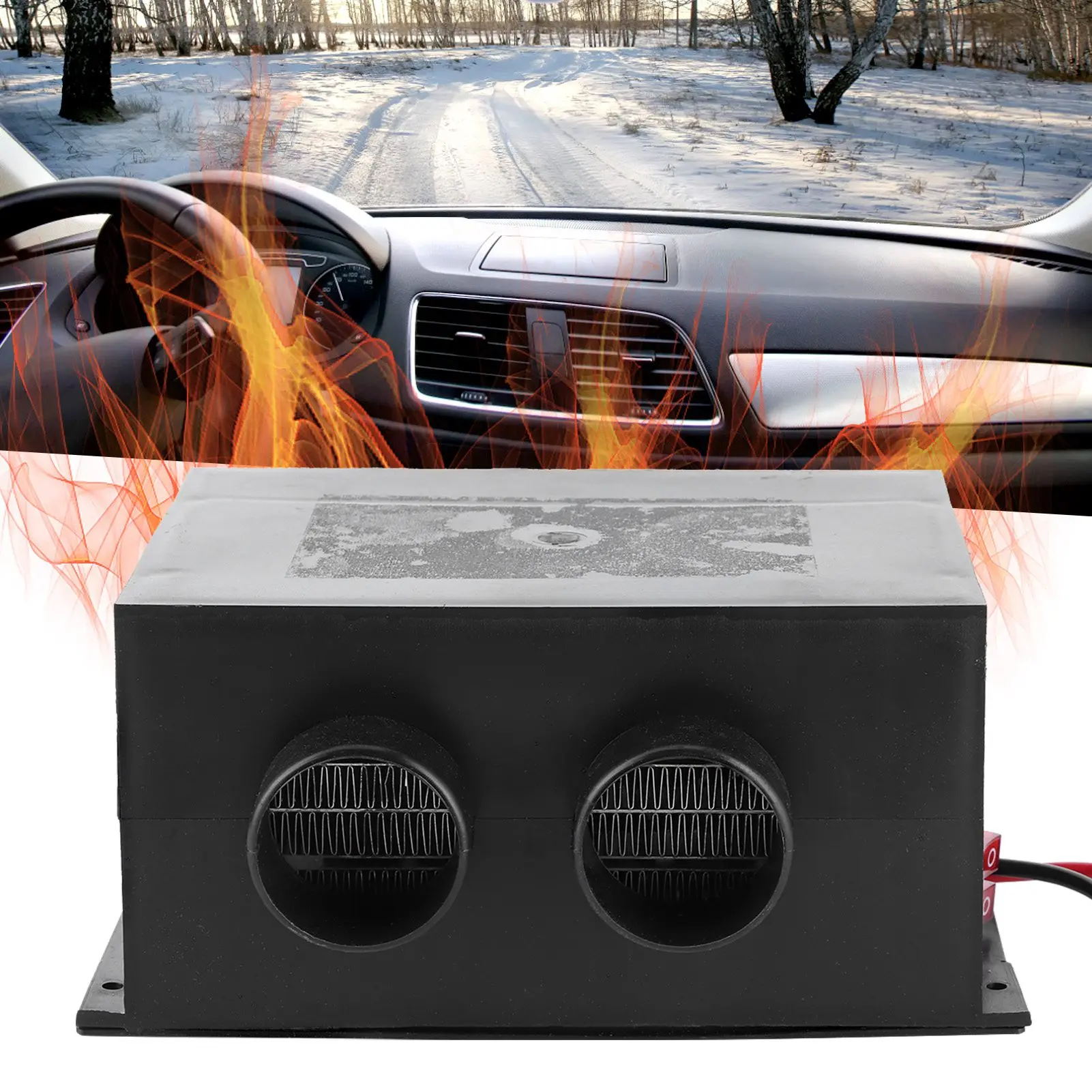 12V Car Heater 2 Hole 600W Portable Winter Fast Heating Warmer Frost Removing Noiseless Universal Car Defroster