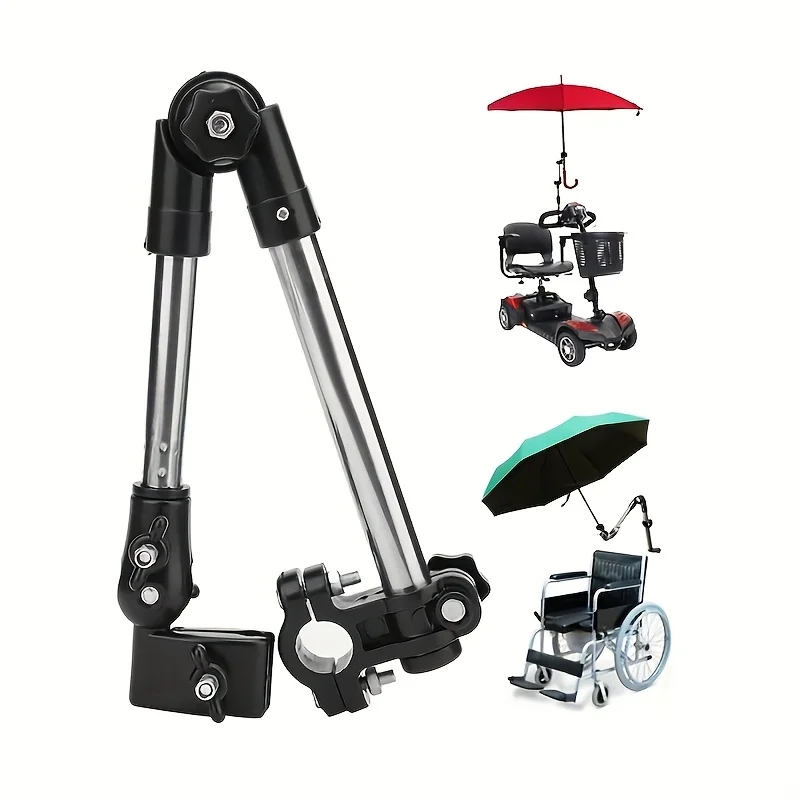Adjustable Stainless Steel Umbrella Stand for Wheelchairs and Bicycles Rainproof Equipment, Multi-function Umbrella Stand