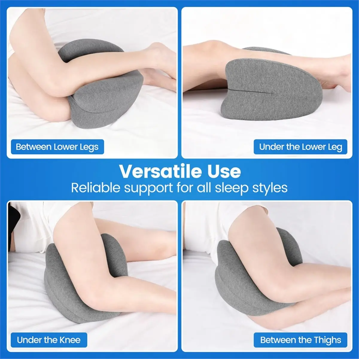 Ergonomic Memory Foam Knee Pillow for Side Sleepers, Heart-Shaped Design for Optimal Leg, Hip & Spine Alignment