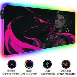 Podkładka pod mysz Anime 900x400 Rgb podkładka pod mysz komputer do gier biurko podświetlana mata Valorant podkładki pod mysz Xxl Gamer klawiatura Mause Pad podkład na biurko