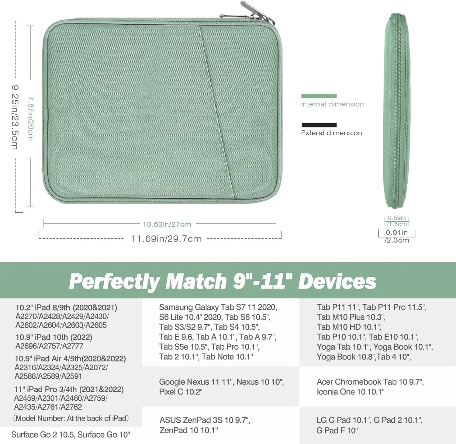 12.9인치 태블릿 슬리브 가방, 13인치 뉴 아이패드 프로 M4 & 에어 M2 2024, 아이패드 프로 12.9인치 M2&M1, 갤럭시 탭 S8+/S9+ 호환
