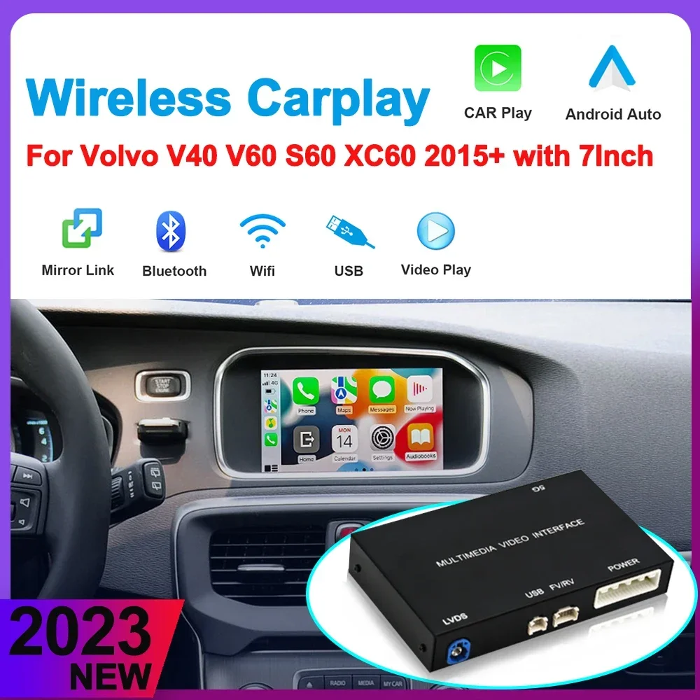 Bezprzewodowy moduł Carplay dla Volvo 2011+ z 7-calowym dla Volvo V40 V60 S60 XC60 2015+ OEM Android Auto Mirror-Link