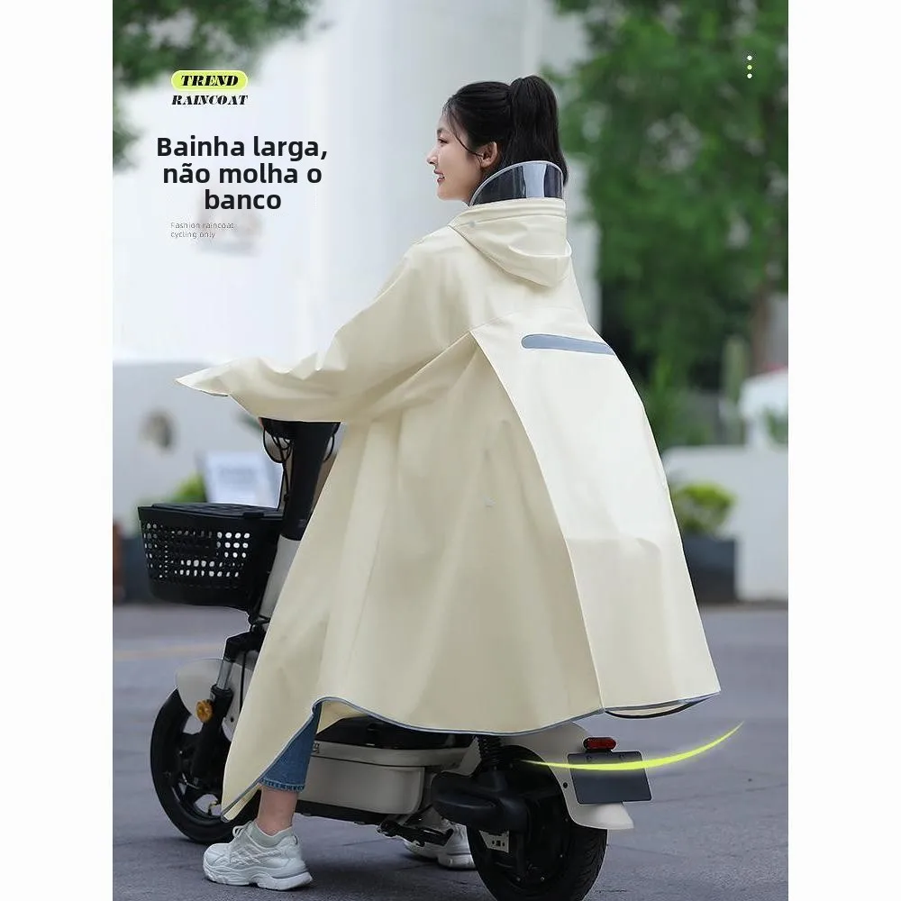 厚手のロング電動自転車レインコート女性用シングルライダーフルボディ防水サイクリングレインウェア透明特殊用途