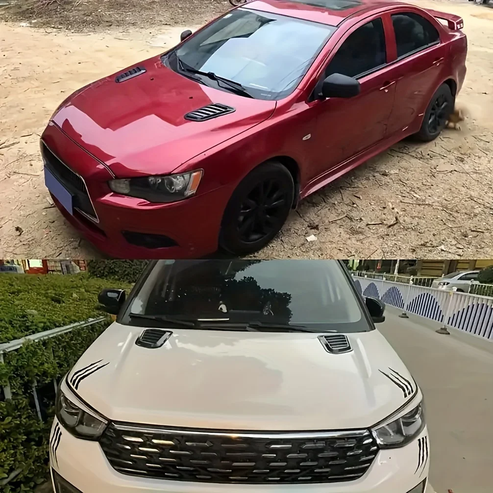 2 pieces of car leaf shaped exterior decoration - engine hood decoration air outlet, modified air outlet universal decoration