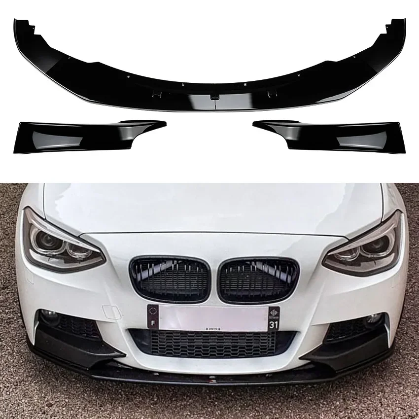 Gloss Black Or Carbon Fiber Car Front Bumper Lip Spoiler For BMW 1 Series F20 F21 M Sport 2012-2014 Canard Cover Trim Splitter