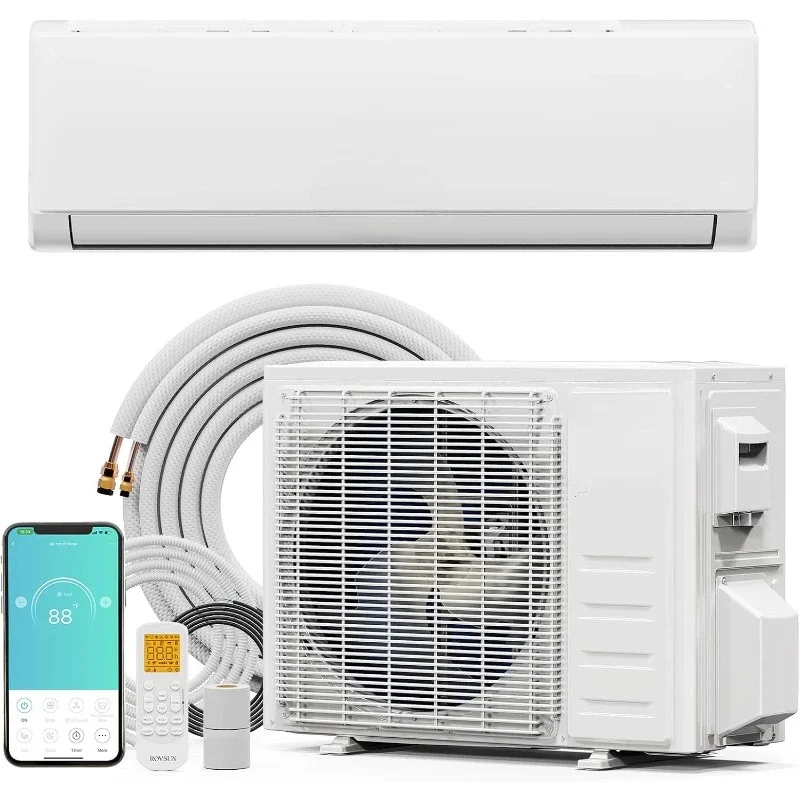 빠른 배송.9000 BTU Wi-Fi 지원 미니 분할 에어컨 및 인버터가 포함된 히터, 19 SEER2 에너지 절약 115V 덕트리스 스플리