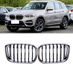 For BMW X3 X4 G01 G02 G08 Chrome Car Front Grill Grille Bumper Kidney Grill Grilles 2018-2021 Racing Grills Single Slat Grille