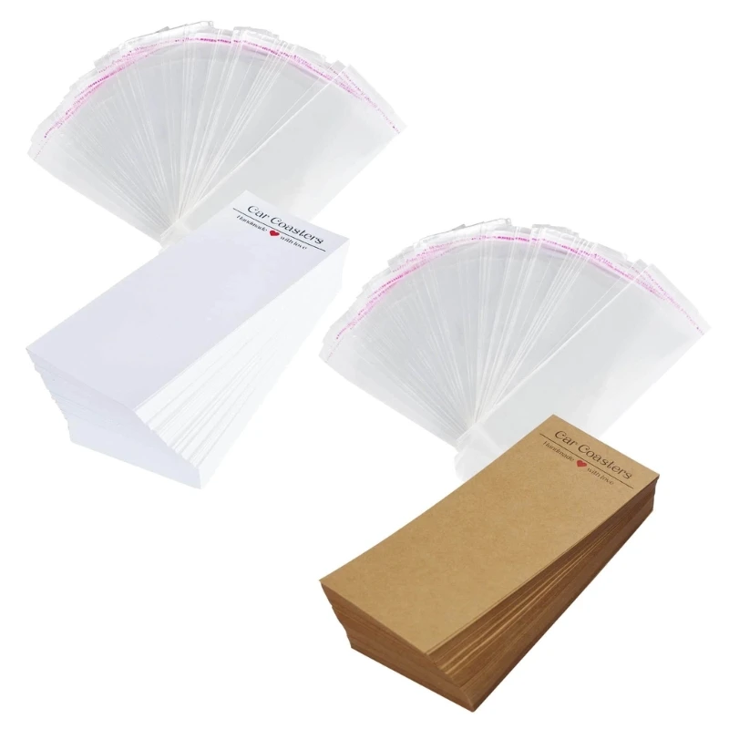 100 Pcs Sublimation Car Cards with Storage Bags Coasters Display Cards Car Packaging for Selling