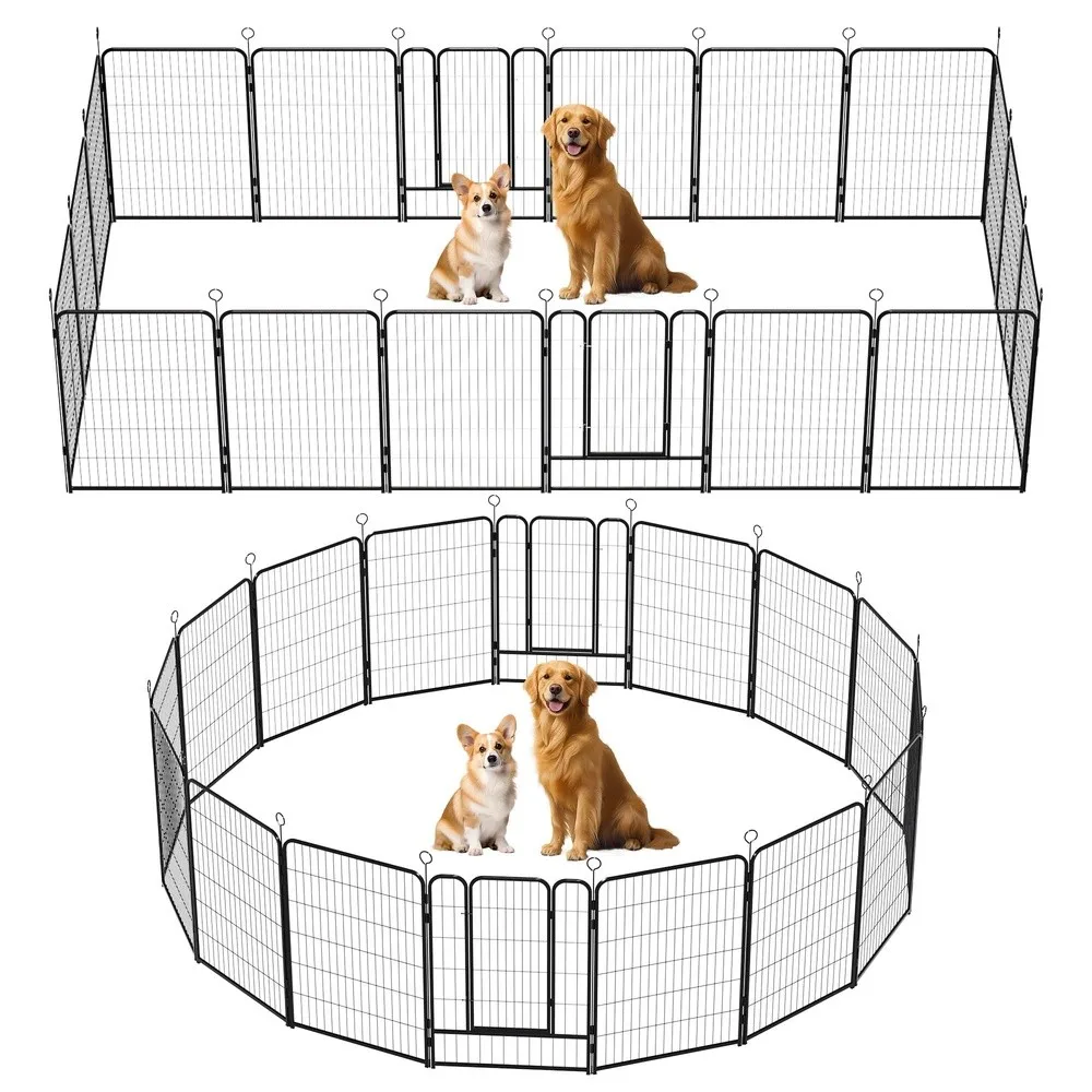 16 Panels Heavy Duty Metal Playpen with Self Locking Gate Extra Tall 40