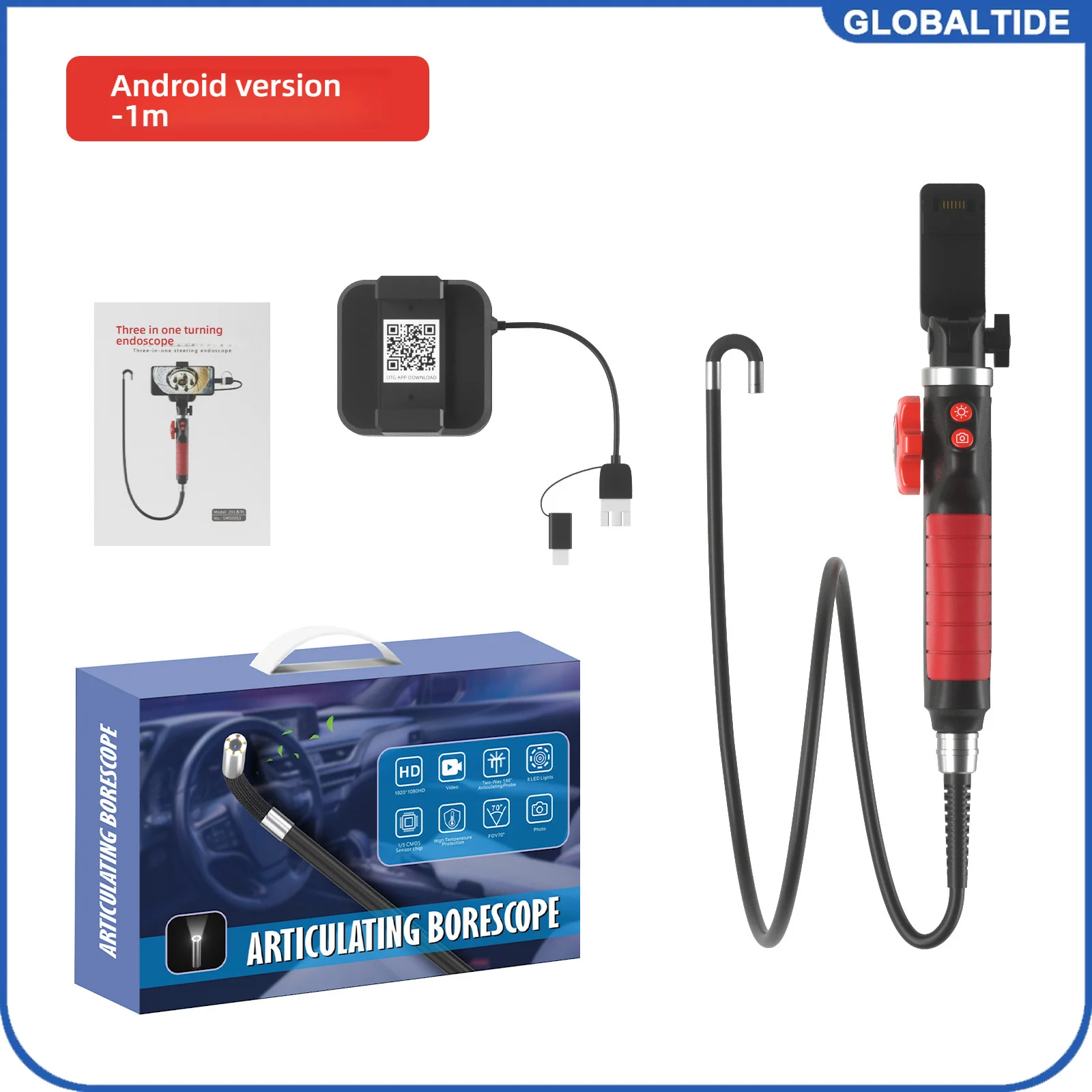 High definition 360 degree turning endoscope with 4.3-inch screen and 8.5mm pipeline auto repair inspection camera
