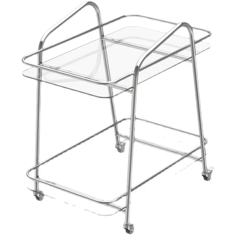 

Internet celebrity stainless steel trolley, modern multi-functional movable double-decker dining car