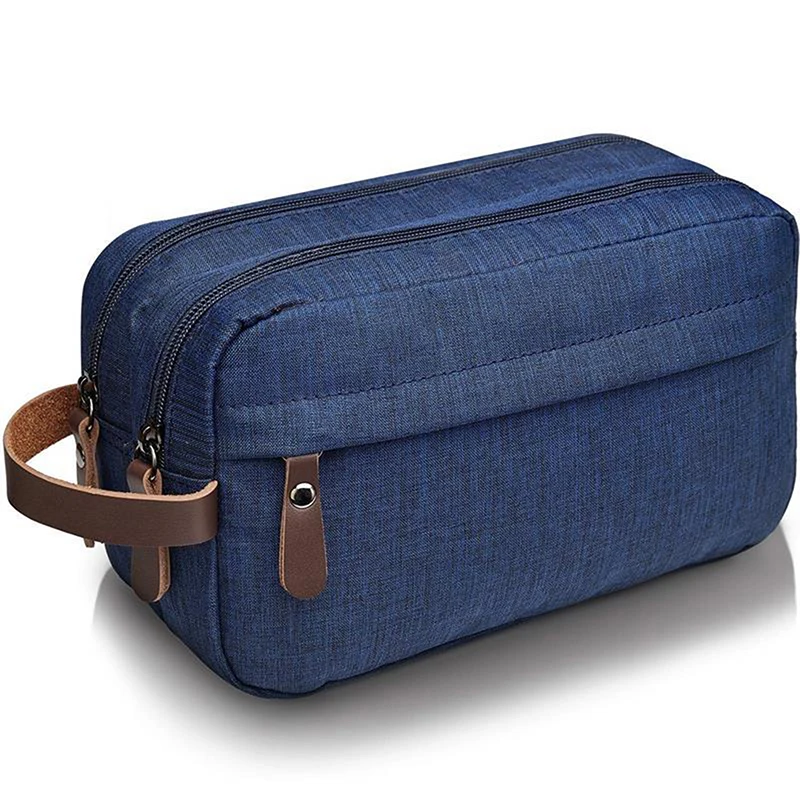 2024 Waterproof Organizer Bag New Casual Canvas Cosmetic Bag With Leather Handle Travel Men Wash Shaving Women Toiletry Storage