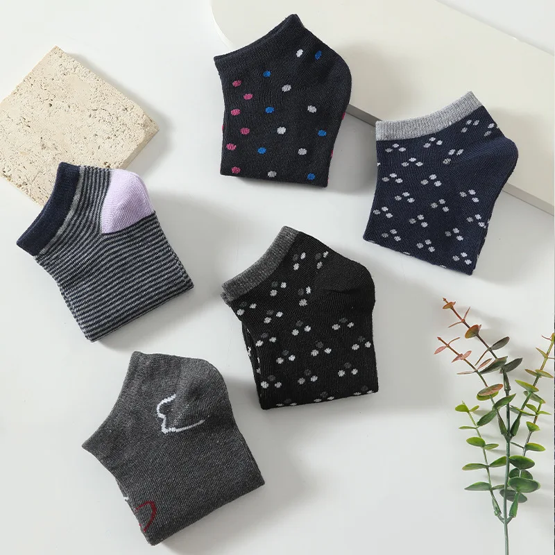 Chaussettes courtes carillon simples pour femmes, absorbant la sueur, respirantes, coupe basse, chaussettes à rayures peu profondes, chaussettes de bateau pour femmes, printemps, 5/10 paires