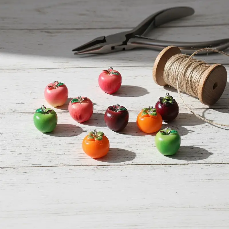 Simulated 3D Resin Fruits Charms 2Pcs Smooth Edge for DIY Handmade Jewelry Craft Bracelet Earring Pendant Making