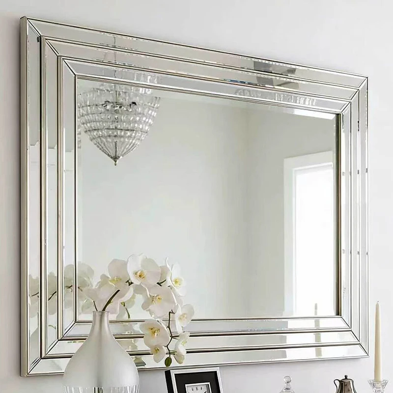Nordic Luxury Mirror Square Bathroom Aesthetic Makeup Vanity Modern Mirror Decoration Dressing Table Spiegels Home Products